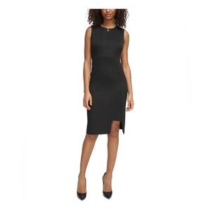 Tommy Hilfiger Zippered Cutout-slit Sleeveless Round Neck Party Sheath Dress
